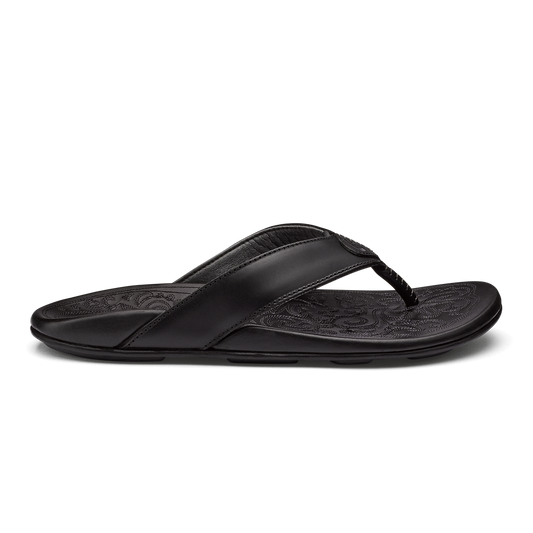 Mekila Men's Full-Grain Leather Beach Sandals - Black | Men OluKai for sale